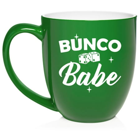 

Bunco Babe Ceramic Coffee Mug Tea Cup Gift for Her Friend Coworker Sister Bunco Game Gift (16oz Green)