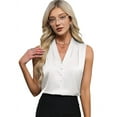 thumbnail image 3 of Womens Summer Sleeveless Silk Satin V Neck Business Casual Tank Tops White XXL, 3 of 7