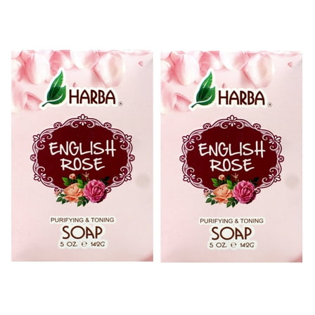 Harba Bath Soap, Purifying & Toning, English Rose, 5 OZ - 2 Pack