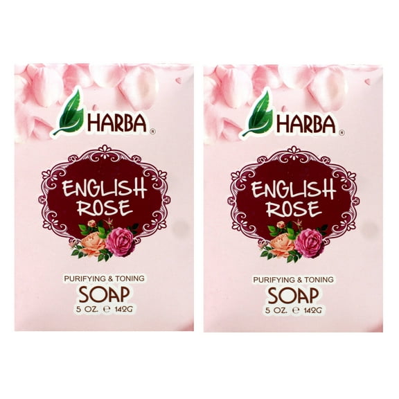 Harba Bath Soap, Purifying & Toning, English Rose, 5 OZ - 2 Pack
