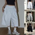 thumbnail image 3 of DuoJiaJ Womens Capri Pants, Drawstring Loose Cropped Sweatpants Casual Gray S, 3 of 7