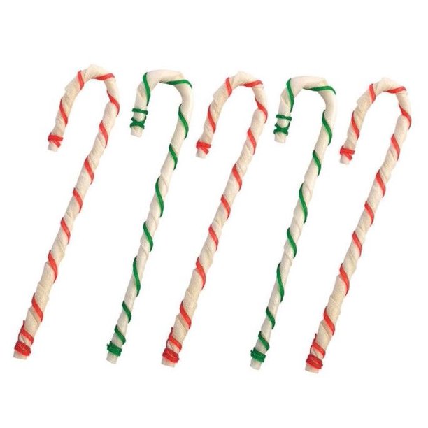 8" Holiday Rawhide Candy Cane Beef Chews Dog Treats Gifts Red Green