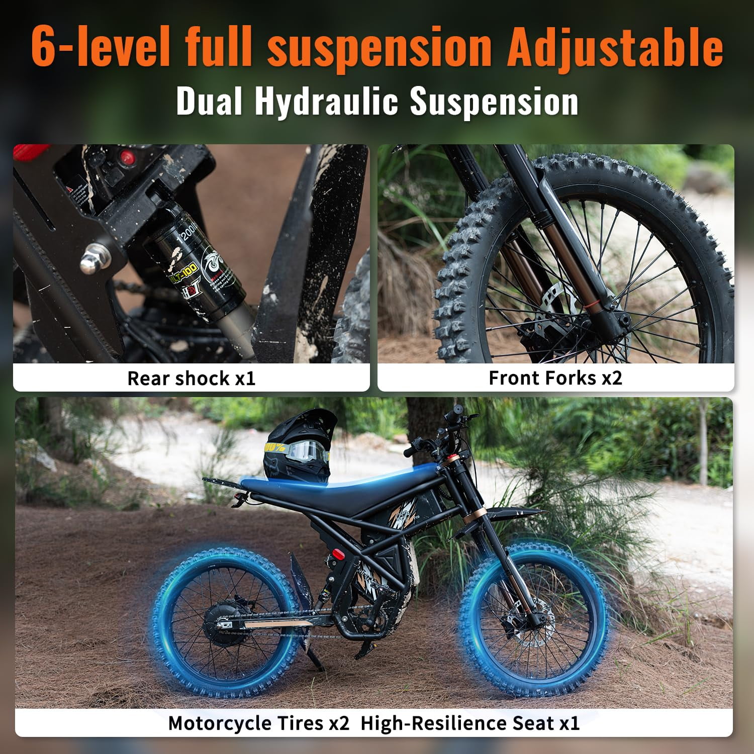 Riding'times GT73 Pro Winter Electric Bike for Adults,50MPH 60V36AH 3000W Dirt bike,Dual Battery Ebike Up to 85 Miles E Mountain Bike,25" Motorcycle Tire,All Terrain Dirtbike Full Suspension UL2849