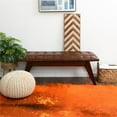 thumbnail image 4 of Pemberly Row Button-Tufted Genuine Leather Upholstered Bench in Tan, 4 of 7