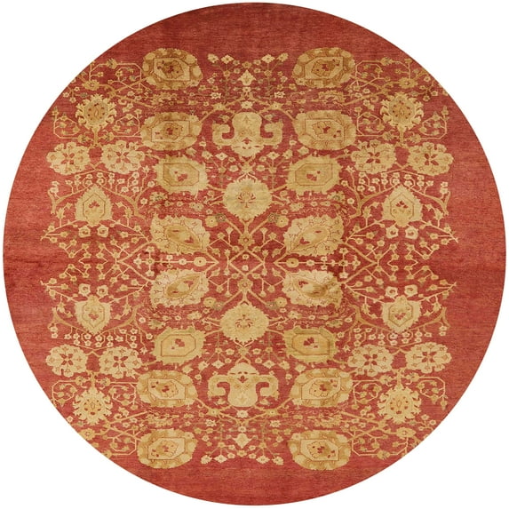 Ahgly Company Machine Washable Indoor Round Industrial Modern Orange Area Rugs, 5' Round