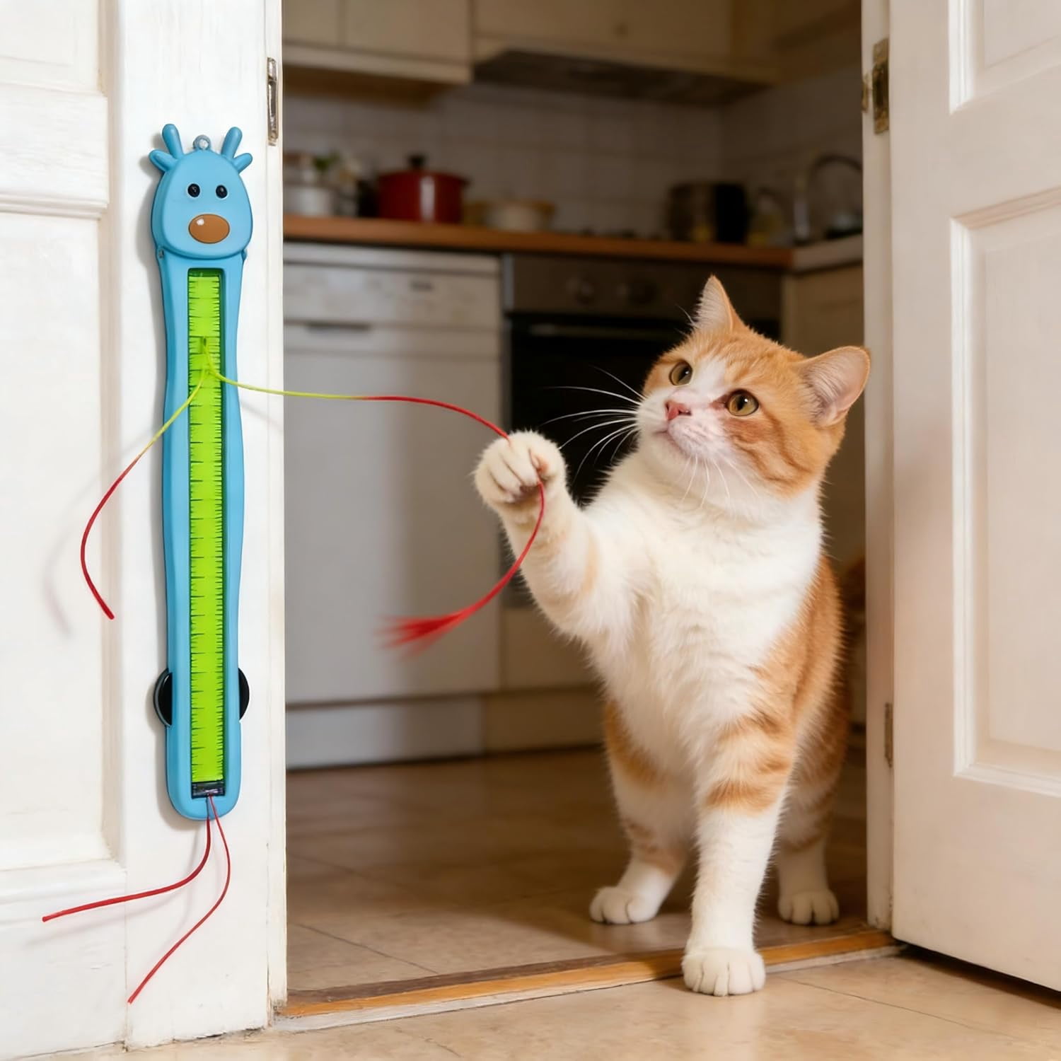 Auto Motion Flying Rope Cat Toy,Electric Wall Mounted Interactive Toy for Indoor Cats,Smart Rope Play Design Relieve Your Cat's Boredom (White)