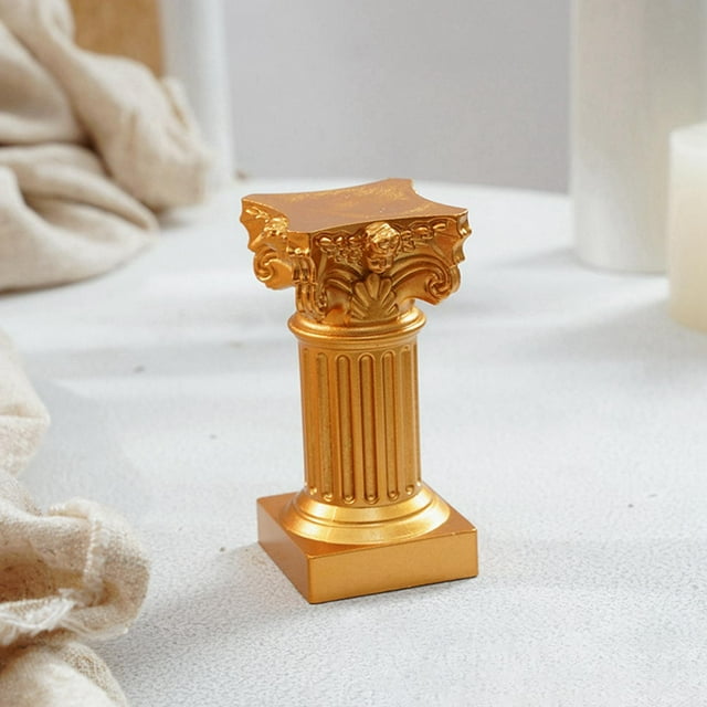 Candelabro Perfecl Miniatura Pilar Romano Estatua Pedestal Dorado
