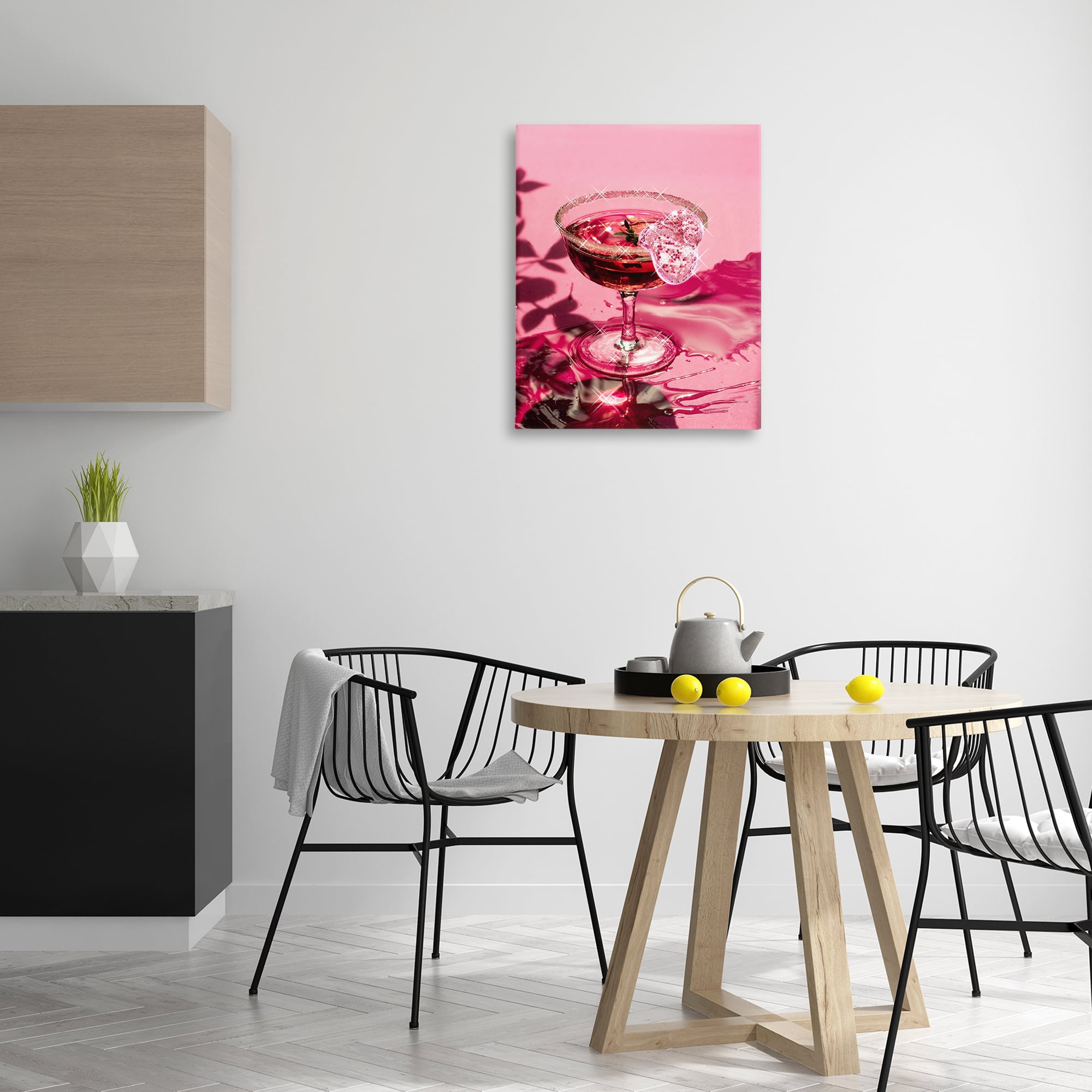 Stupell Industries Pink Glimmering Drink Food & Beverage Painting Gallery Wrapped Canvas Art Print Wall Art, 24 x 30