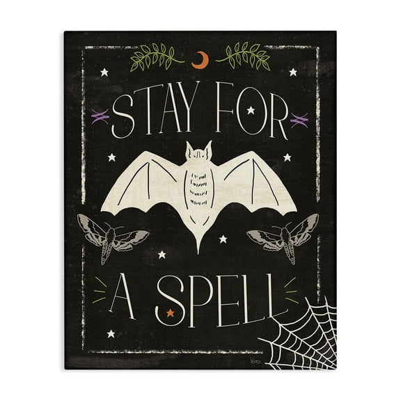 Stupell Industries Eclectic Stay For A Spell Phrase Canvas Art, 16 x 20, by Veronique Charron