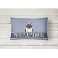 thumbnail image 2 of Carolines Treasures BB5593PW1216 French Bulldog Black White Welcome Canvas Fabric Decorative Pillow, 12H x16W,, 2 of 3