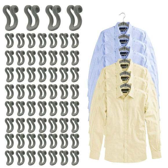 Clothes Hanger Connector Hooks Mlici Velvet 60 Pcs Grey