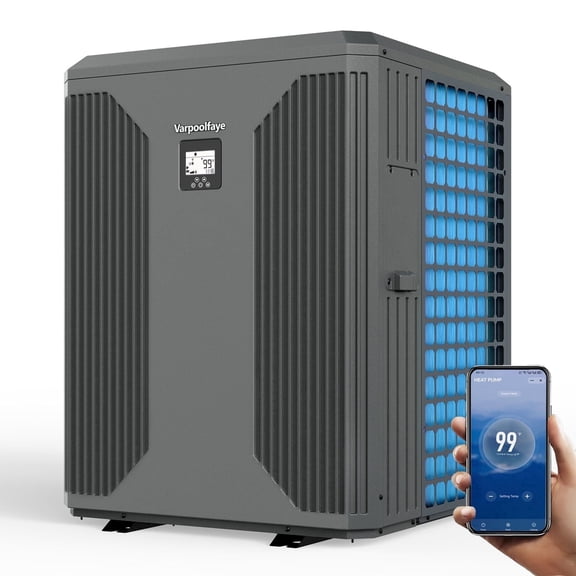 VARPOOLFAYE Pool Heat Pump Max 140000 BTU, Electric Pool Heater for In-Ground Up to 42000 Gallons, All-DC Inverter Technology, WiFi & App Remote Control, Multiple Protection for Swimming Parties
