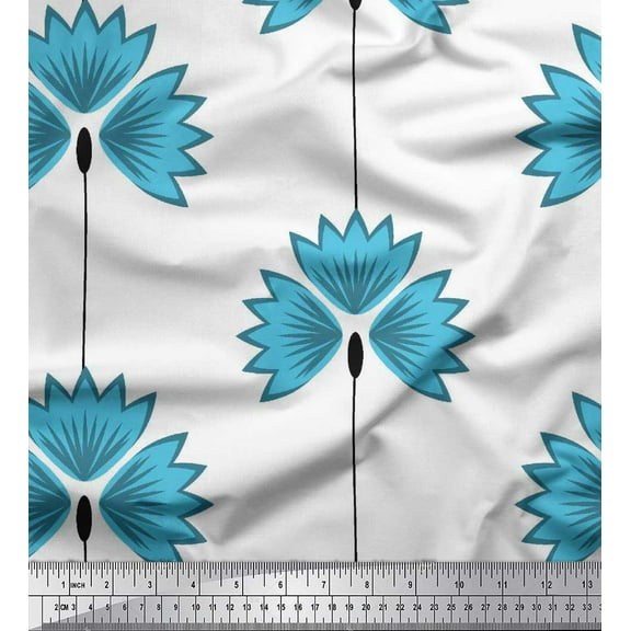 Soimoi Cotton Duck Fabric Artistic Floral Print Fabric by Yard 42 Inch Wide