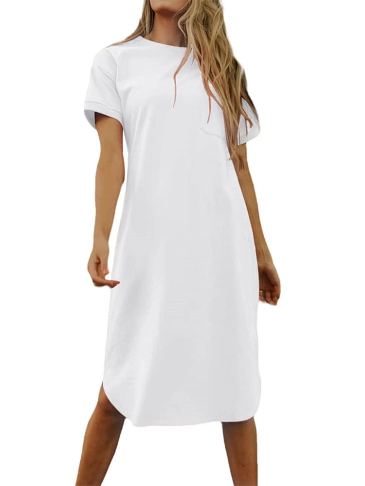 Womens Round Neck Solid Color Casual Short Sleeves main image 1