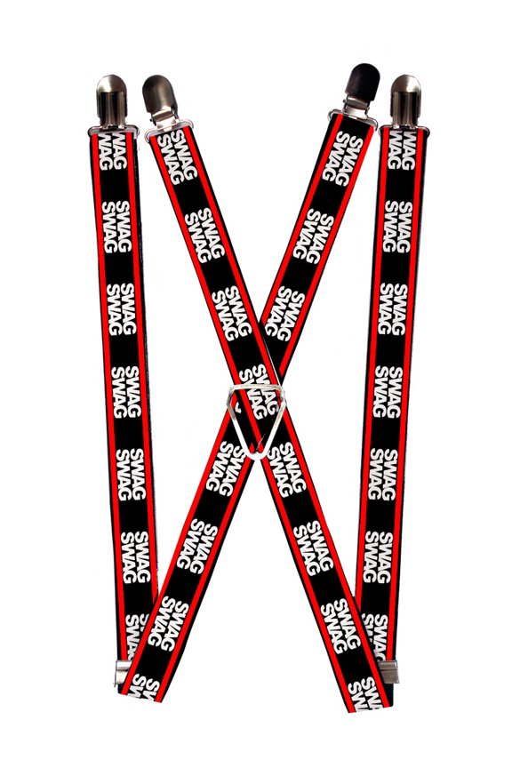 Double Swag on Black and Red Stripes Suspenders