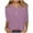 Purple, variant on 3/4 Length Sleeve Linen Shirt for Women Button V Neck Tops Loose Crewneck Tops Summer Daily T Shirts