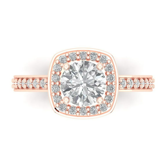 Solitaire with Accents Engagement Ring for Women - 1.335ct Moissanite in 14K Rose Gold Promise Ring