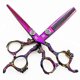 thumbnail image 1 of Juego de tijeras profesionales para cortar el cabello de 6 pulgadas con tijeras de entresacar, acero inoxidable color dorado y morado., 1 of 4