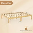 thumbnail image 3 of Costway Queen Size Wooden Platform Bed Frame 14" with Rubber Wood Legs Under-bed Storage Beige, 3 of 9