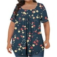 thumbnail image 2 of ITSAME Blouse for Womens, Plus Size Florla Prints Square Neck Summer 2025 Tunic Tees Navy XL, 2 of 4