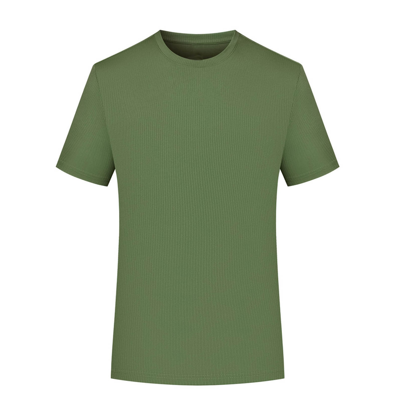 Camiseta deportiva de hombre de poliéster de secado rápido, cuello redondo, manga corta, que absorbe la humedad, atlética, para gimnasio, casual, running, activewear | Zenithor, verde militar, 3XL 2