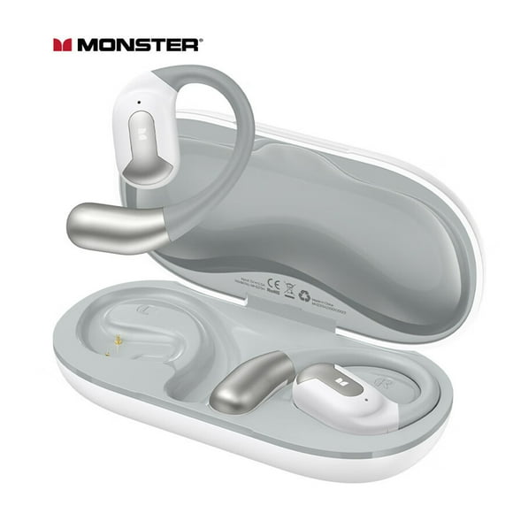 MONSTER Wireless Bluetooth Earbuds with High-Fidelity Sound Quality, Noise Cancellation, and Long Battery Life - Ideal for Sports and Gaming - White