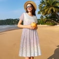 thumbnail image 4 of Naloa Glitter Light Pearl Print Womens Summer A-Line Dress with Pockets,Short Sleeve Dresses,Flowy Beach Swing Dress for Vacation Travel, 4 of 6