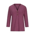 thumbnail image 5 of Fancifize Womens 3/4 Sleeve Shirts Button V Neck Pullover Tops Casual Loose Blouses Lightweight Fall Winter Outfits Clothes, 5 of 5