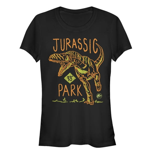 Junior's Jurassic Park T. Rex Crayon Print Graphic Tee Black 2X Large