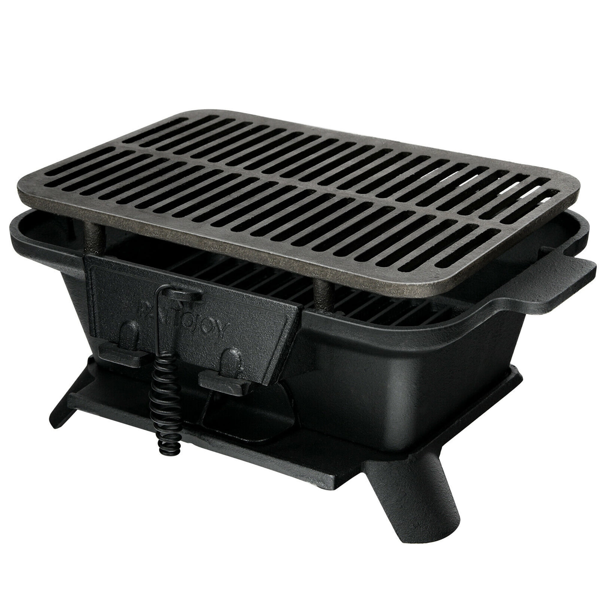 GYMAX Heavy Duty Cast Iron Grill Tabletop Bbq Grill Stove for Camping Picnic In Charcoal