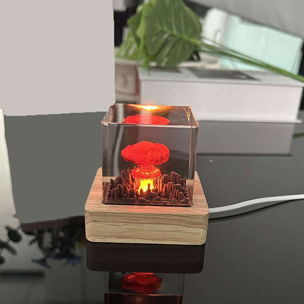 Explosion Atomic Bomb Resin Lamp, Atomic Bomb Custom Night Light, 3D R - On  Wooden