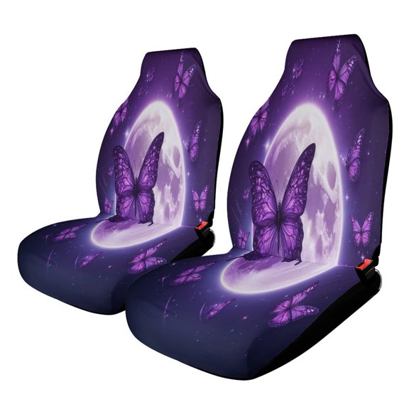 Dreamy Purple Butterfly Pattern (88)-1 Car Seat Cover Set Auto Front Bucket Cushion Protect Accessories 2 Piece