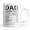 White-1, variant on Fathers Day Funny Daddy Nutritional Facts Mug, 11oz White Ceramic, Gifts from Daughter Son, Birthday Gifts for Dad