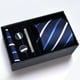 thumbnail image 5 of Cajas de regalo Corbata para hombre Bufanda cuadrada Gemelos Clip de corbata Conjunto de cinco piezas Negocios formales Rayas azules, 5 of 6