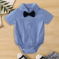 thumbnail image 2 of UngA Infant Toddler Baby Boys Dress Shirt Bodysuit Gentleman Formal Wedding Long/Short Sleeve Rompers (Blue,18-24 Months), 2 of 7
