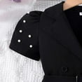 thumbnail image 6 of Kiijoy Toddler Girls Short Sleeve Lapel Dress Solid Color Elegant Suit Dress with Belt, 6 of 7