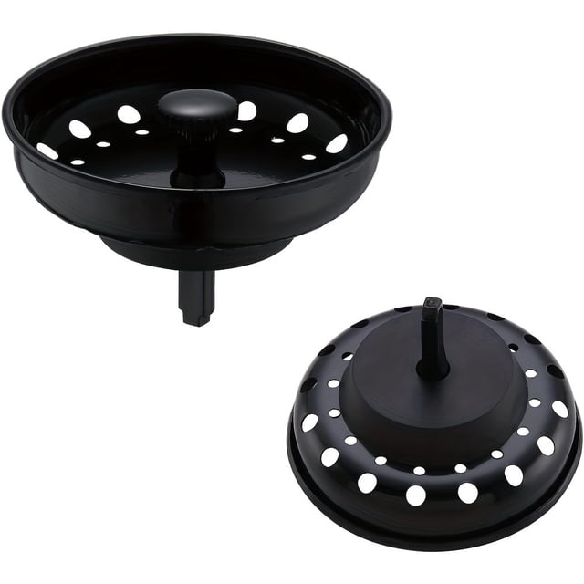 Tapón y colador for fregadero de cocina, colador de drenaje de fregadero de bronce aceitado, se adapta a drenaje estándar de 3-1/2 pulgadas con tapón de drenaje de goma, paquete de 1/2
