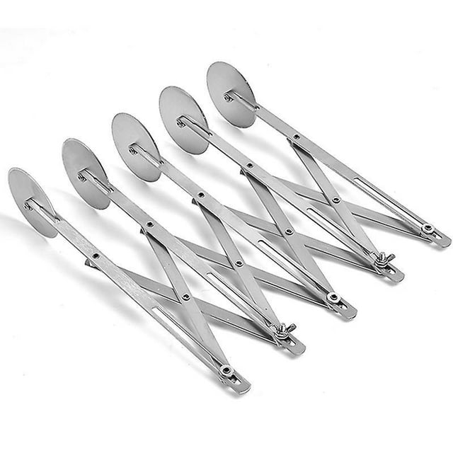 Cortador de repostería de 5 ruedas, rebanador de pizza de acero inoxidable, rebanador de pizza expandible Cuchillo de repostería multiredondo Cortador para hornear Rodillo Cortador de masa para galle