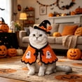 thumbnail image 4 of Halloween Cat Witch with Adjustable Cloak, Black and Purple Wizard Cape with Pumpkin Ornament and Hat for Medium Large Cats, Pet Apparel and Accessories, 4 of 5