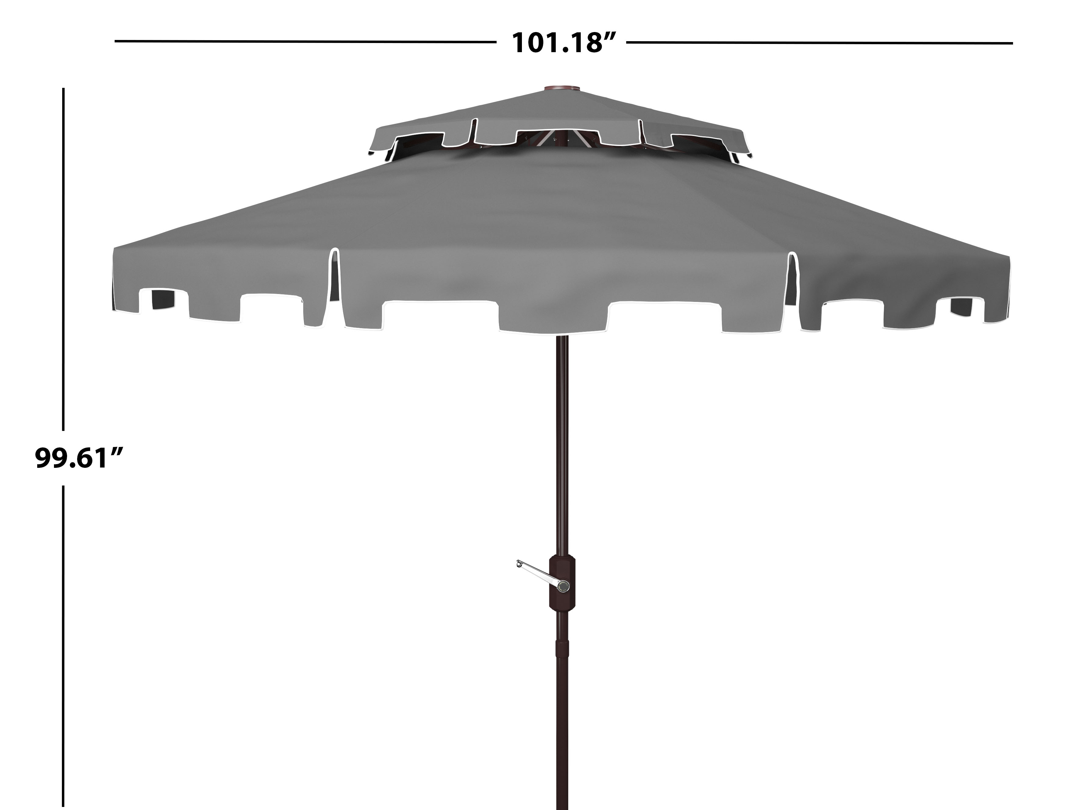 SAFAVIEH Zimmerman 9' Market Double Top Patio Umbrella, Grey/White