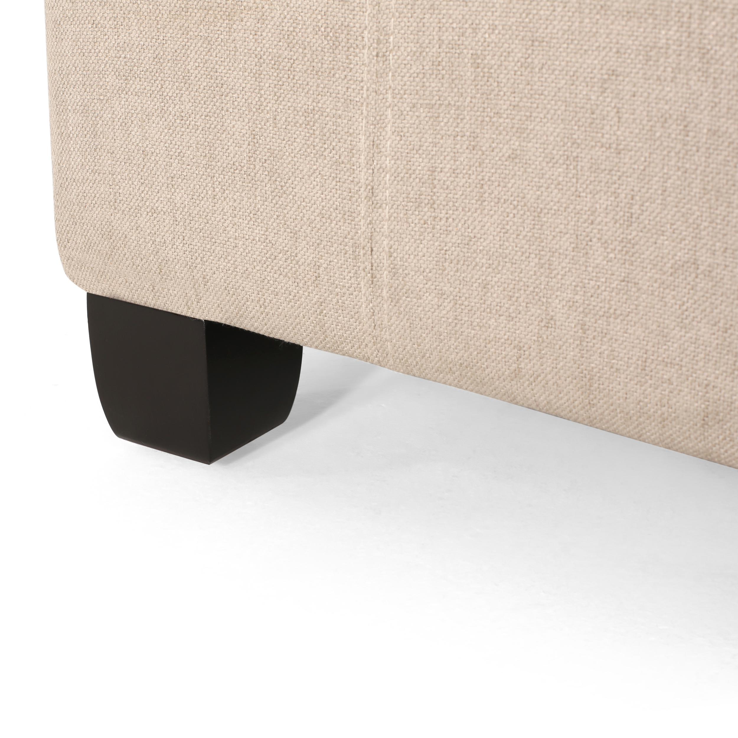 Noble House Willa Contemporary Tufted Fabric Storage Ottoman, Wheat, Dark Brown