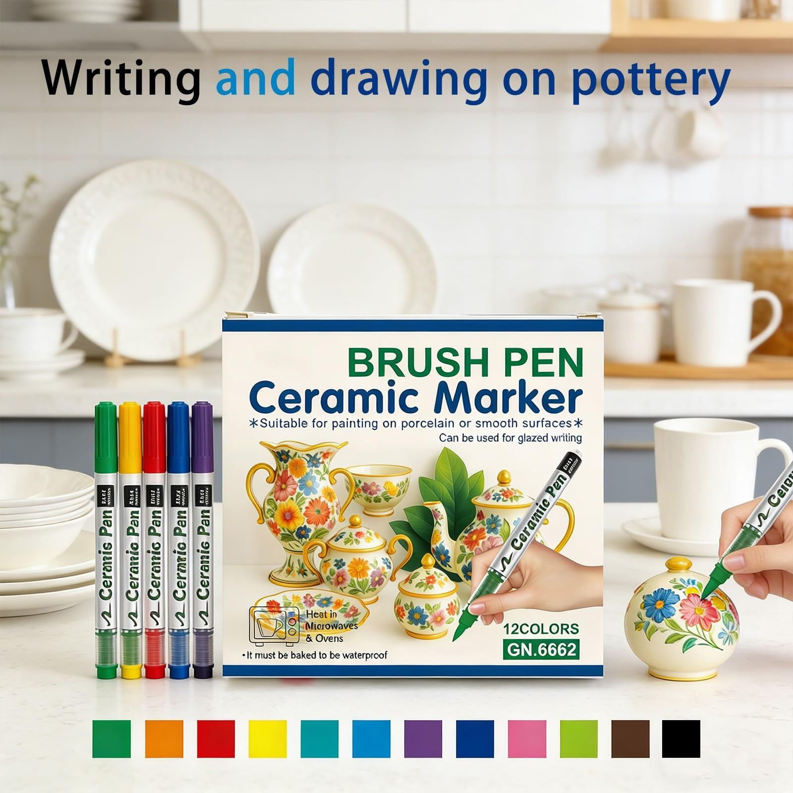 Porcelain Marker Pens for Ceramic Brush Tip Acrylic Paint DIY Crafts Mugs Glass Decorating