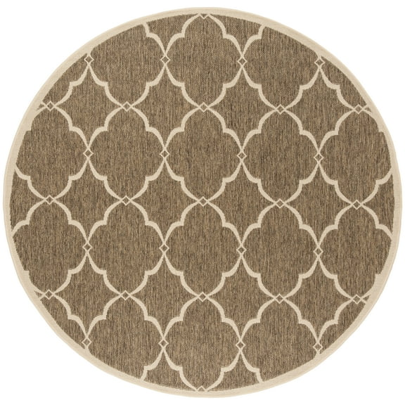 SAFAVIEH Beach House Sharla Geometric Indoor/Outdoor Area Rug, Beige/Cream, 4' x 4' Round