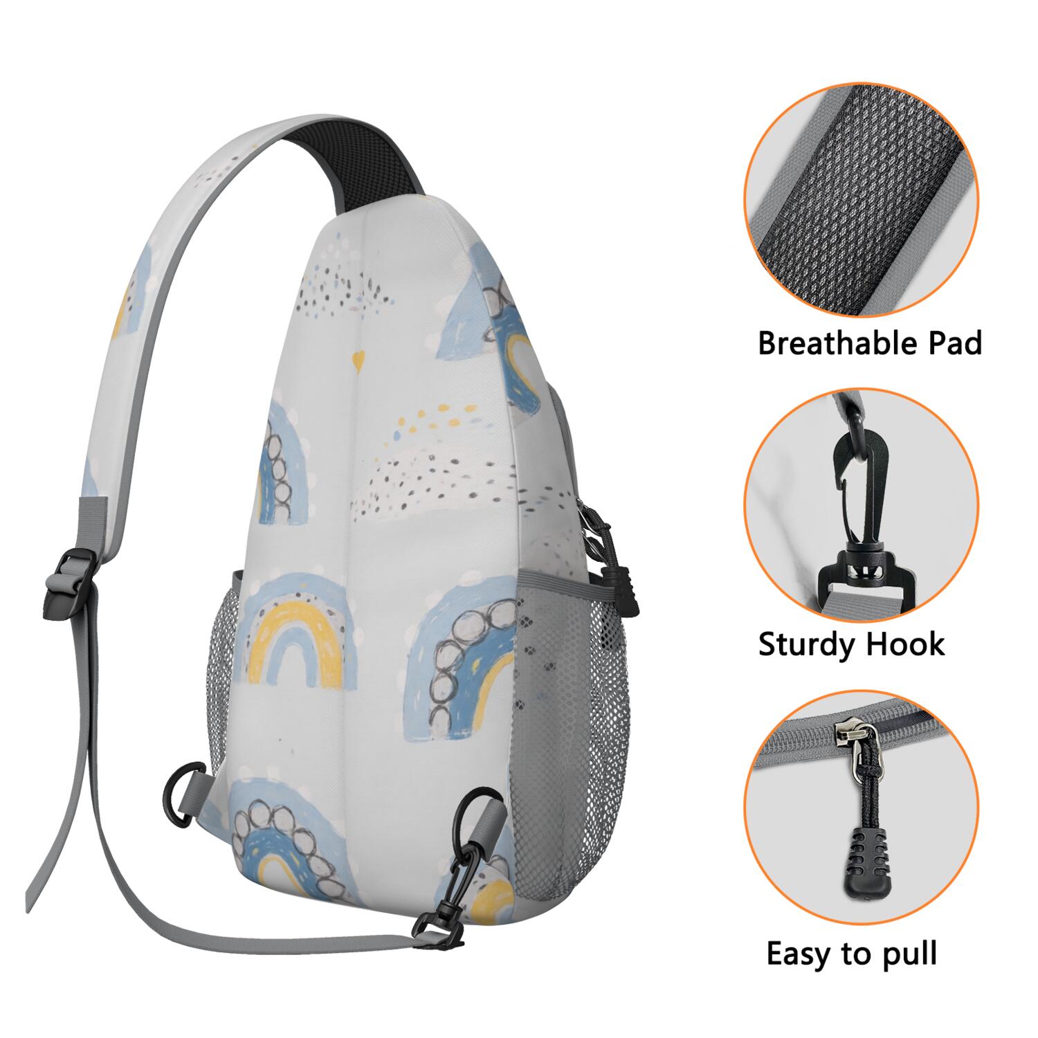 Crossbody Sling Bag Trendy Sling Backpack Rainbow Cartoon () Crossbody Bag for Travel Casual Bag for Women Men