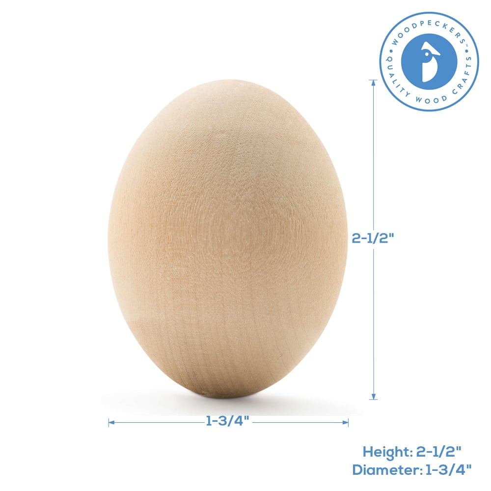250 Quality Wood Easter Eggs to Paint, Smooth Wooden Eggs for Crafts, Wood Eggs for Crafts & Easter Decor 2-1/2 in, by Woodpeckers