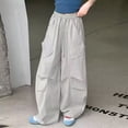 thumbnail image 2 of LYHaoo Cargo Pants For Girls Casual High Waisted Loose Fit Pockets Kid Cargo Casual Streetwear Pants For Kids Girls Hiking Cargo Pants(Gray), 2 of 7