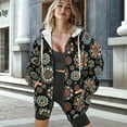 thumbnail image 3 of COEQINE Fashion Sweatshirts Women's Oversized Hoodie with Pockets Mandala Black Print Full Zipper Tops for Women Lightweight Hooded Jacket Fall Outfits Casual Wear, XL, 3 of 7