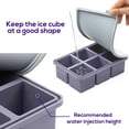 thumbnail image 3 of Large Square Ice Cube Tray with lid, Big Block 2 Inch, Giant Cocktail Silicone Ice Maker, Scotch Whiskey Easy Release Reusable Ice Cubes for Soup Freezer Wine Juice, 3 of 5