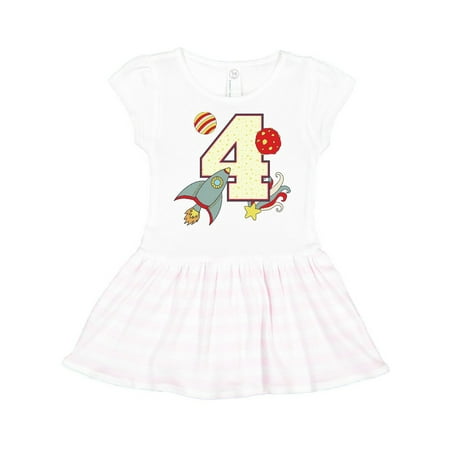 

Inktastic 4th Birthday Outer Space Theme Gift Toddler Girl Dress