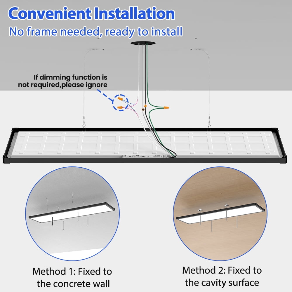 2 Pack 1x4 LED Flat Panel Light – 5500LM Ultra-Bright, Dimmable 30-50W, 3000K-6500K Adjustable, 0-10V Dimming, Slim Surface Mount Ceiling Light for Office, Home, Garage